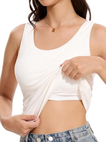 Orrpally Women Ribbed Tank Tops Built in Bra Basic Tank Top Sleeveless Undershirt Tank in Kuwait