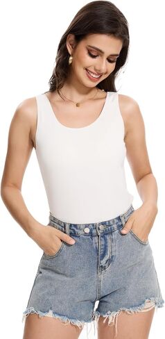 Orrpally Women Ribbed Tank Tops Built in Bra Basic Tank Top Sleeveless Undershirt Tank in Kuwait