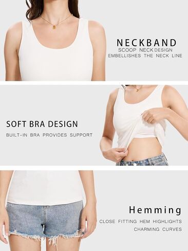 Orrpally Women Ribbed Tank Tops Built in Bra Basic Tank Top Sleeveless Undershirt Tank in Kuwait