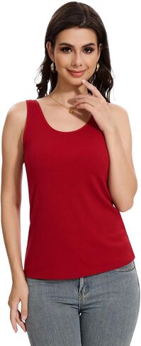 Orrpally Women Ribbed Tank Tops Built in Bra Basic Tank Top Sleeveless Undershirt Tank in Kuwait