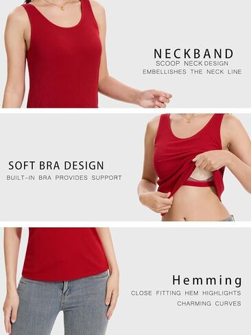 Orrpally Women Ribbed Tank Tops Built in Bra Basic Tank Top Sleeveless Undershirt Tank in Kuwait