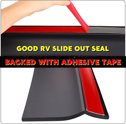 RV RV Slide Out Seal Weather Breating Wiper Seals مع شريط لاصق شاحنة سوداء تجريد العربة الشريحة من الختم لنظام Slideout Camper (2-7/8 "× 1/8" × 25 ") in Saudi Arabia