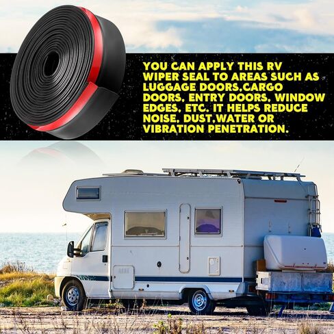 RV RV Slide Out Seal Weather Breating Wiper Seals مع شريط لاصق شاحنة سوداء تجريد العربة الشريحة من الختم لنظام Slideout Camper (2-7/8 "× 1/8" × 25 ") in Saudi Arabia