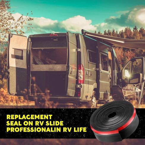 RV RV Slide Out Seal Weather Breating Wiper Seals مع شريط لاصق شاحنة سوداء تجريد العربة الشريحة من الختم لنظام Slideout Camper (2-7/8 "× 1/8" × 25 ") in Saudi Arabia
