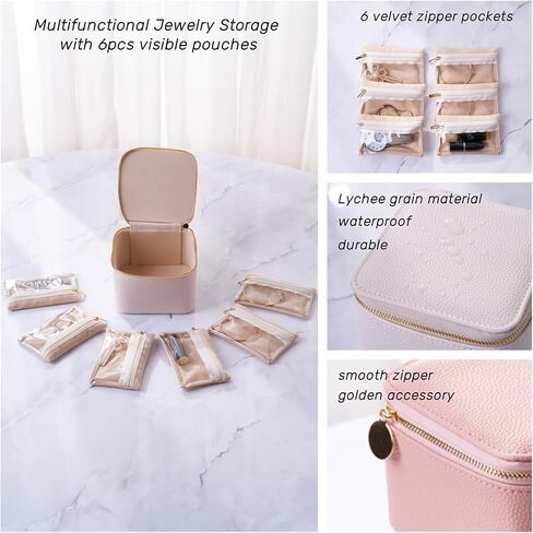 Travel Jewelry Organizer, Mom Gifts,Jewelry Box with 6 zipper velvet bags for Women,Teacher Appreciation Gifts Wedding Birthday Gifts Trendy Stuff for Women Gift Box Packaging(White) in Saudi Arabia