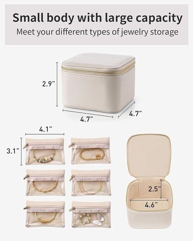 Travel Jewelry Organizer, Mom Gifts,Jewelry Box with 6 zipper velvet bags for Women,Teacher Appreciation Gifts Wedding Birthday Gifts Trendy Stuff for Women Gift Box Packaging(White) in Saudi Arabia