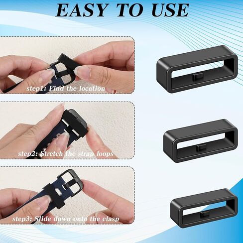 12Pcs Silicone Watch Band Holder, 22/20/18mm Watch Band Keepers Replacement Watches Retainer Strap Loops for Watches Fastener Rings Replacement Accessories in Saudi Arabia