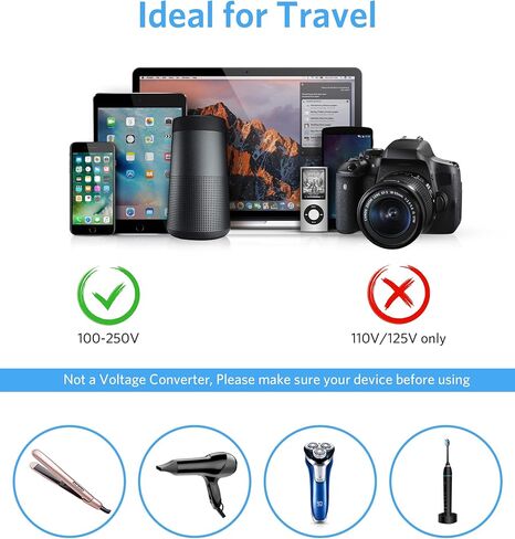 Bestek UK محول قابس السفر: محول قابس السفر الأوروبي - محول قابس من الولايات المتحدة إلى المملكة المتحدة مع شاحن USB C بقدرة 20 وات - 3 منافذ تيار متردد و4 منافذ USB (2 USB C) شحن سريع للسفر والرحلات البحرية إلى المنزل، 2.6 قدم in Kuwait