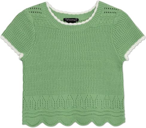 Speechless Girls' Short Sleeve Scalloped Edge Crochet Top in Saudi Arabia