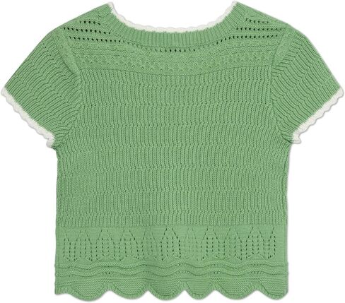 Speechless Girls' Short Sleeve Scalloped Edge Crochet Top in Saudi Arabia