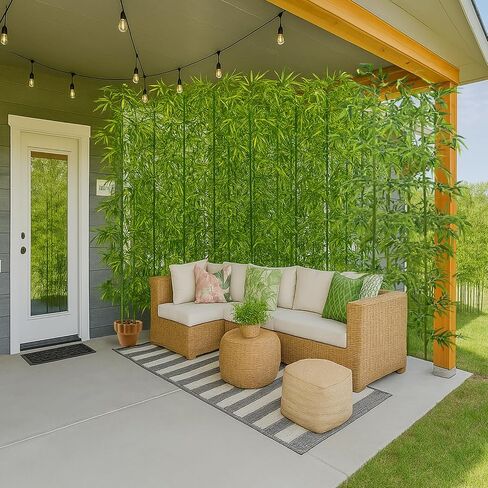 5ft 10 Pack Fake Bamboo, Artificial Bamboo Plants Outdoor, Tall Faux Bamboos Tree for Privacy Covers on Deck and Patio, Decoration for Garden, Yard, Office in Saudi Arabia