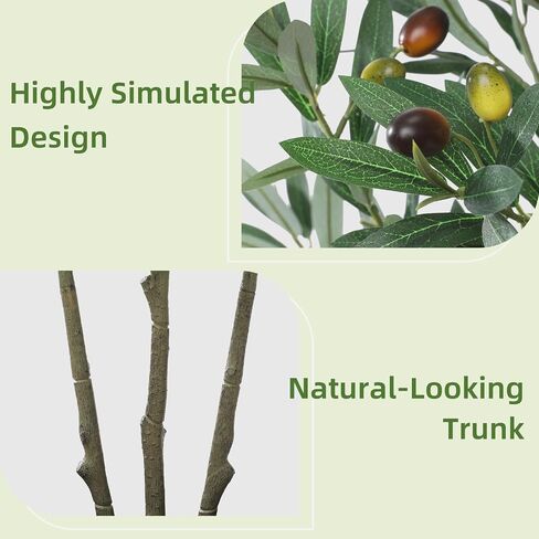 Artificial Olive Tree 5FT Fake Plant with White Diamond Planter Faux Olive Tall Fake Floor Plant in Pot Artificial Silk Trees for Home Office Living Room Decor Indoor in Saudi Arabia