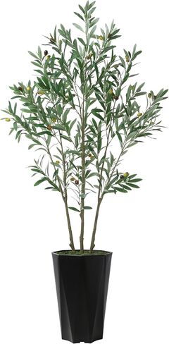Artificial Olive Tree 5FT Fake Plant with White Diamond Planter Faux Olive Tall Fake Floor Plant in Pot Artificial Silk Trees for Home Office Living Room Decor Indoor in Saudi Arabia