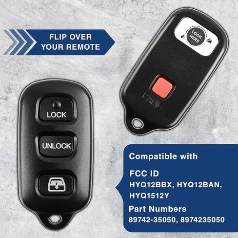2x Key FOB استبدال لعام 1999 2000 2001 2002 2003 2004 2005 2006 2007 2009 2009 Toyota Sequoia 4Runner بدون مفتاح التحكم عن بُعد عن بُعد ، 3-Button Panic Hyq12bbx ، دليل البرمجة ، in Saudi Arabia