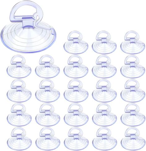 24PCS Car Glass Windshield Sunshade Suction Cups, Mini Dovetail Sucker, Pull Ring Automotive Window Suction Hook, PVC Vehicle Sun Visor Adsorption Holder for Car, Kitchen (Clear/Clip) in Saudi Arabia