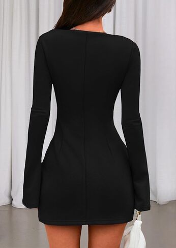 Prettygarden Womens Fall Long Sleeve Mini Dress 2025 عصرية قارب عنق الجسم متماسكة الأنيقة in Kuwait