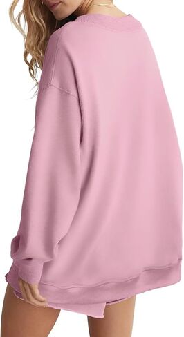 Womens Oversized V Neck Sweatshirts Casual Fleece Long Sleeve Pullover Fall Loose Fit Sweater Tops 2025 in Kuwait