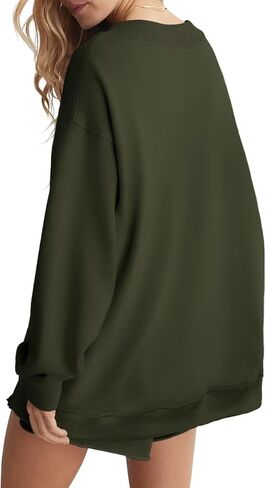 المرأة الضخمة ذات الحجم الكبير للبلوزات الرقبة غير الرسمية الصوف الطويل الأكمام السحب السقوط سقوط فضفاضة قمم السترة 2025 in Kuwait