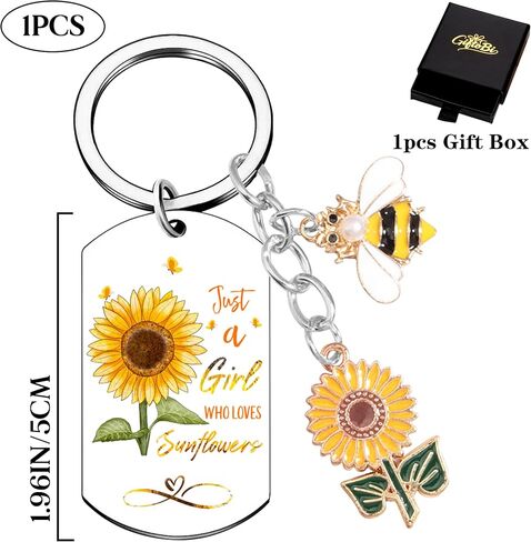 Sunflower Keychain Gifts for Women Girls - Bee Keyring with Cute Floral Charm, Inspirational Key Chain for Friend in Saudi Arabia