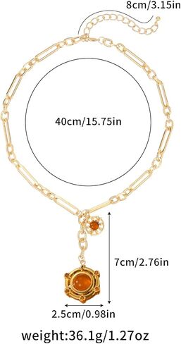 18K Gold-tone Plated Necklace for Women Chunky Agate Pendent Choker Dianty Sun Heart Necklace Unisex in Kuwait