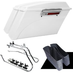 Hard Saddlebags Saddle bags W/Chrome Conversion Brackets for Harley Davidson 1984-2017 Softail Models FLST, FLSTC, FLSTF, FLSTN FLSTS models,White in Saudi Arabia