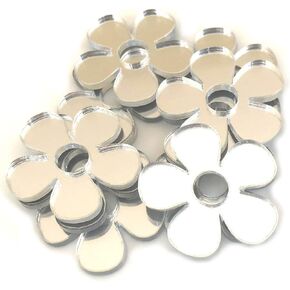 Super Cool Creations Daisy Shaped Crafting Mirrors, Set of 10, Many Colours, Shatterproof Acrylic, Silver Mirror, Pack of 10 x 10cm in Kuwait