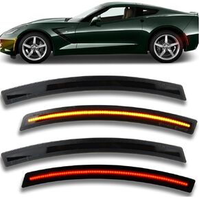 Smoked LED Side Marker Lights Kit Front & Rear Bumper Lamps Compatible with Chevy Corvette C7 ZR1 Z06 Stingray Grand Sport 2014-2019 Amber Front & Red Rear Turn Signal Indicator Lamps (4PCS) in Saudi Arabia