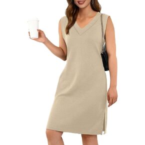 GRECERELLE 2025 Women Summer Inside-Out V-Neck Casual Loose Split Wrinkle-Free Midi Dress with Pockets in Saudi Arabia