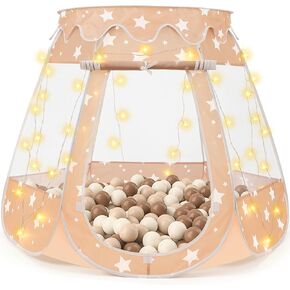 Crayline Pop Up Princess Tent with Star Light, Toys for Year Old Girl Birthday Gift, Girl Toys, Ball Pit for Girl Gift, Easy to Pop Up and Assemble(Pink) in Kuwait