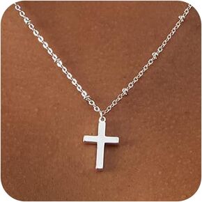Cross Necklace for Women 14k Gold/Silver Plated Dainty Pendant Necklaces Trendy Jewelry Non Tarnish Hypoallergenic Waterproof Lightweight Gift for Women in Kuwait