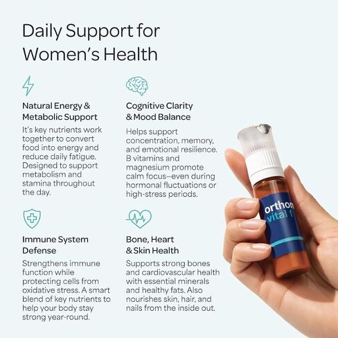 Orthomol Vital F Vial للنساء ، مكملات فيتامين لمدة 30 يومًا-الطاقة اليومية ، الحد من التعب ودعم الحيوية مع الفيتامينات A ، B ، C ، D ، E ، K ، Omega-3 واليود in Kuwait