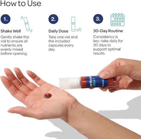Orthomol Vital F Vial للنساء ، مكملات فيتامين لمدة 30 يومًا-الطاقة اليومية ، الحد من التعب ودعم الحيوية مع الفيتامينات A ، B ، C ، D ، E ، K ، Omega-3 واليود in Kuwait