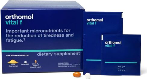 Orthomol Vital F Vial للنساء ، مكملات فيتامين لمدة 30 يومًا-الطاقة اليومية ، الحد من التعب ودعم الحيوية مع الفيتامينات A ، B ، C ، D ، E ، K ، Omega-3 واليود in Kuwait