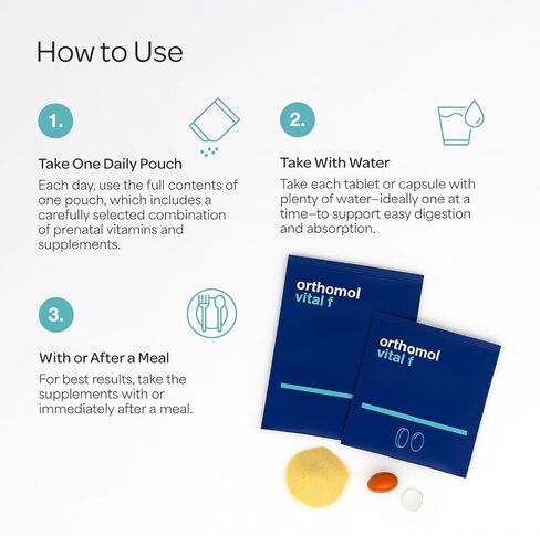 Orthomol Vital F Vial للنساء ، مكملات فيتامين لمدة 30 يومًا-الطاقة اليومية ، الحد من التعب ودعم الحيوية مع الفيتامينات A ، B ، C ، D ، E ، K ، Omega-3 واليود in Kuwait
