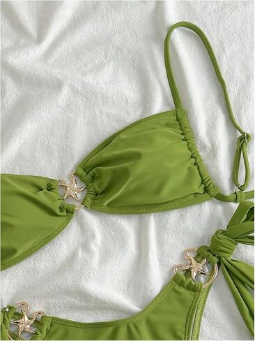 Milumia Women's 2 Piece Bikini Set Starfish Decor Spaghetti Strap Tie Side Swimwear in Saudi Arabia