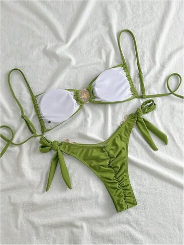 Milumia Women's 2 Piece Bikini Set Starfish Decor Spaghetti Strap Tie Side Swimwear in Saudi Arabia
