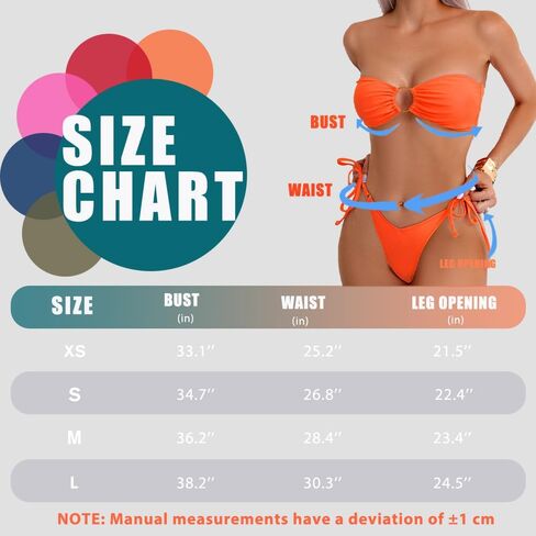 Women’s Sexy Bikini Set – O Ring Strapless Tie Back Top and Thong Bottom with Side Strings, Two Piece Swimsuit in Saudi Arabia