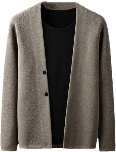 Men V-Neck Jacket Striped Business Cardigan with Pockets Knitted Sweaters Coat in Saudi Arabia