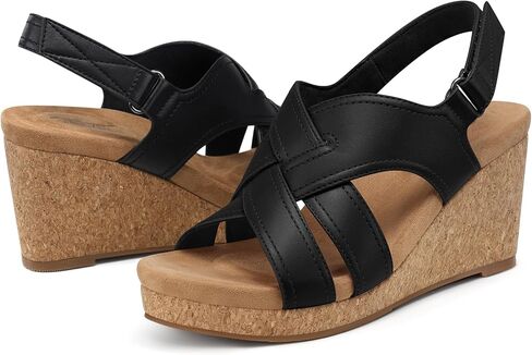 SHIBEVER Wedge Sandals for Women Dressy: Summer Comfortable Platform Arch Support Strappy Cork Womens Wedges Sandal in Kuwait