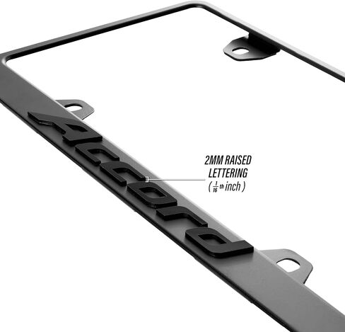 Accord License Plate Frame – Stealth Black Powder Coat UV Resistant STAINLESS METAL Plate Holder - One Piece - Compatible with 1976-2025 Accord (3D RAISED LETTERS with MOUNTING HARDWARE) in Saudi Arabia
