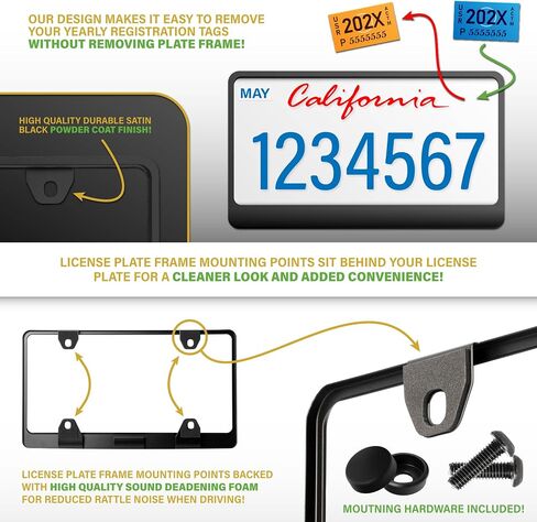 Accord License Plate Frame – Stealth Black Powder Coat UV Resistant STAINLESS METAL Plate Holder - One Piece - Compatible with 1976-2025 Accord (3D RAISED LETTERS with MOUNTING HARDWARE) in Saudi Arabia