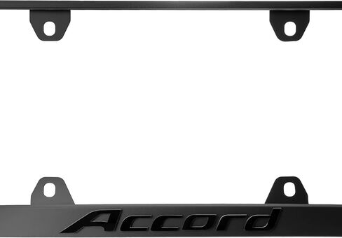 Accord License Plate Frame – Stealth Black Powder Coat UV Resistant STAINLESS METAL Plate Holder - One Piece - Compatible with 1976-2025 Accord (3D RAISED LETTERS with MOUNTING HARDWARE) in Saudi Arabia