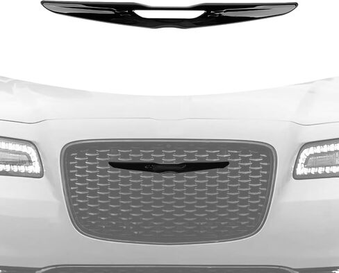 Hoolcar Front Pumper Center Grille Cover Emblem Cover Cover Badge Tlaming Trim متوافق مع 2015-2022 Chrysler 300 300C ، Black in Kuwait