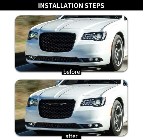 Hoolcar Front Pumper Center Grille Cover Emblem Cover Cover Badge Tlaming Trim متوافق مع 2015-2022 Chrysler 300 300C ، Black in Kuwait