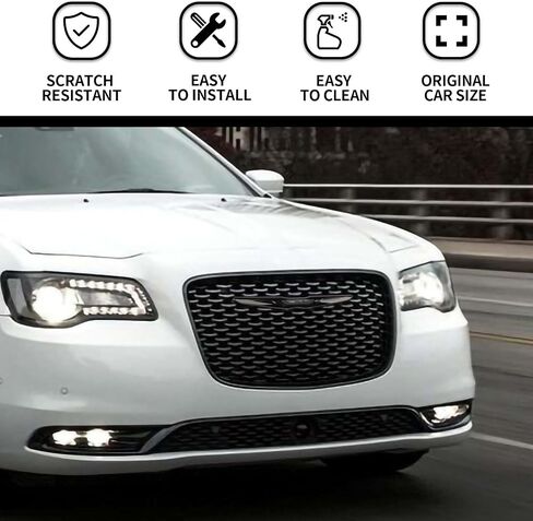 Hoolcar Front Pumper Center Grille Cover Emblem Cover Cover Badge Tlaming Trim متوافق مع 2015-2022 Chrysler 300 300C ، Black in Kuwait