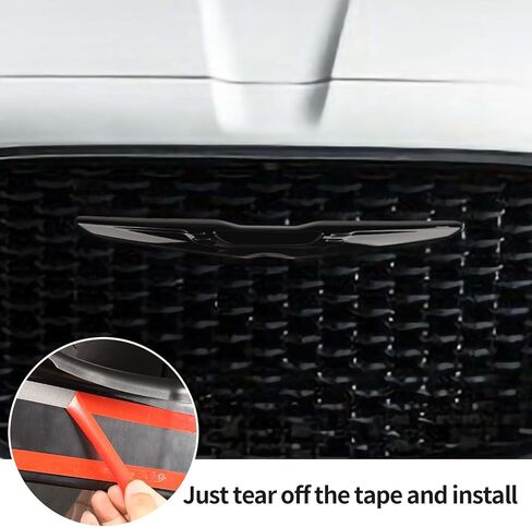 Hoolcar Front Pumper Center Grille Cover Emblem Cover Cover Badge Tlaming Trim متوافق مع 2015-2022 Chrysler 300 300C ، Black in Kuwait