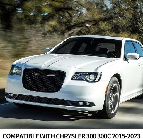 Hoolcar Front Pumper Center Grille Cover Emblem Cover Cover Badge Tlaming Trim متوافق مع 2015-2022 Chrysler 300 300C ، Black in Kuwait