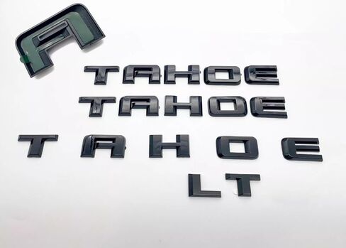 3pcs Tahoe Emblem 3D Letters Padge Padge Pargelate Placing for 2019-2023 Tahoe Genuine 84910058 (Overlay Emblem Gloss Black Plus LT) in Kuwait