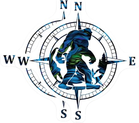 2-Pack Sasquatch Bigfoot Compass Vinyl Sticker - 4 Inches - Bigfoot Decal for Car, Truck, SUV, Van, Window, Bumper, Wall, Laptop, Tablet, Cup, Tumbler and Any Smooth Surface in Saudi Arabia