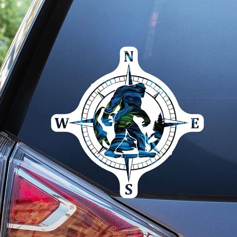 2-Pack Sasquatch Bigfoot Compass Vinyl Sticker - 4 Inches - Bigfoot Decal for Car, Truck, SUV, Van, Window, Bumper, Wall, Laptop, Tablet, Cup, Tumbler and Any Smooth Surface in Saudi Arabia